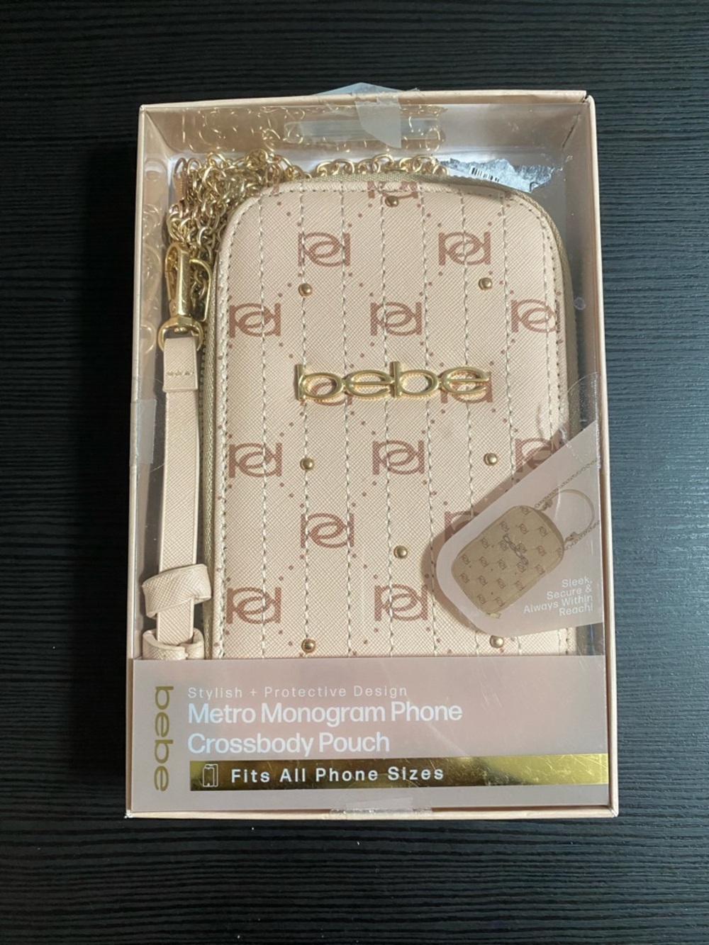 Bebe Metro Monogram Crossbody Phone Pouch - Light Pink with Gold Hardware